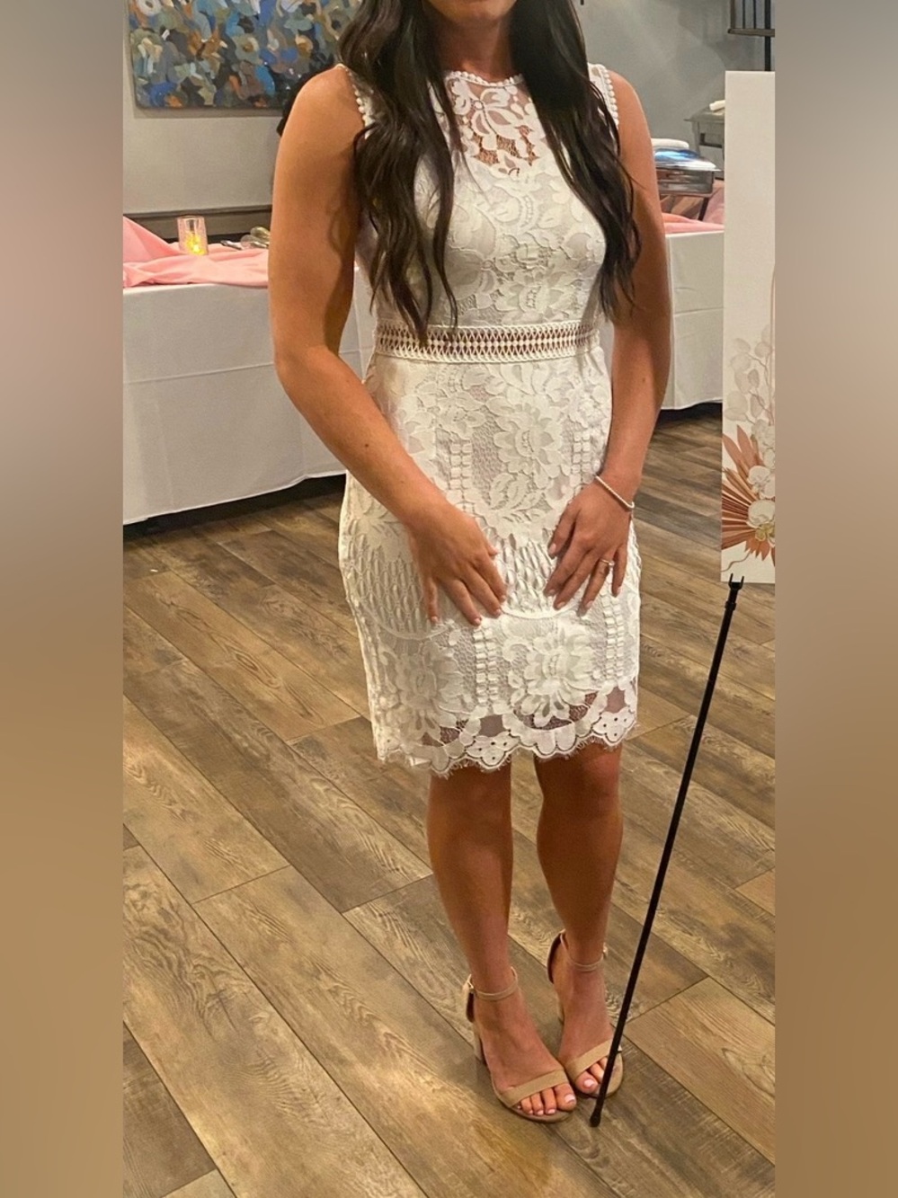 White Lace Dress - Elegant Women's Dress size Small